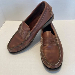 Mocassini Penny Sebago da uomo in pelle marrone cuciti a mano taglia 10 - Foto 1 di 9