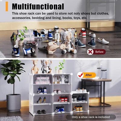 12-Tier Shoe Rack Organizer Stackable Closet Cabinet 96 Pairs Shoe Box Storage  - Image 1 of 4