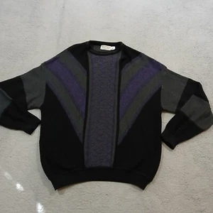 Vintage St Croix Knits Sweater Mens Extra Large Black Gray Biggie Cosby 90s - Picture 1 of 19