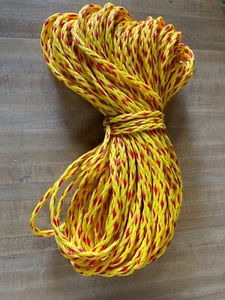 1/4" x 200 ft. of 8 Strand Hollow Braid Polypropylene rope. Yellow/red. US Made - Picture 1 of 2