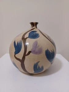 Art Deco Studio Pottery Round Bud Stoneware Vase "Water Ville" Signed - Picture 1 of 16