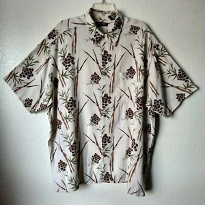 Camisa Puritan Para Hombre Talla XXL Marfil Marrón Botón Delantero Manga Corta Estampado Bambú - Imagen 1 de 10