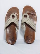 Merrell Lidia Ivory Cream Leather Strappy Sandals Thong Flip Flops Women's 9 VGC