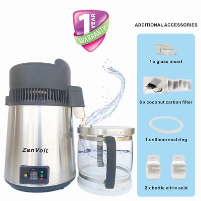 ZenVolt ®  304 Stainless Steel Water Distiller 6L (750W) with Time & Temperature - Image 1 of 4