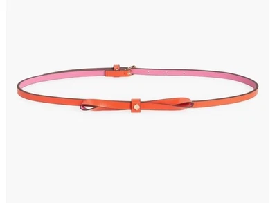 Cinturón con lazo de cuero Kate Spade NY bloque de color dos tonos rosa y naranja nuevo con etiquetas talla grande Foto 1 de 4
