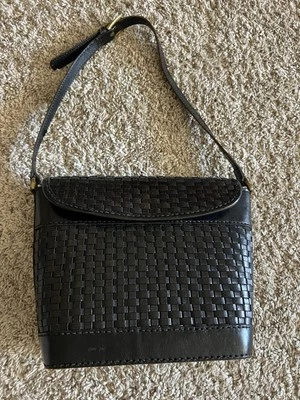 De Colección Inge Christopher Cartera Bolso de Hombro Negro Tejido de Cesta Acolchado Bolso de Hombro Foto 1 de 4