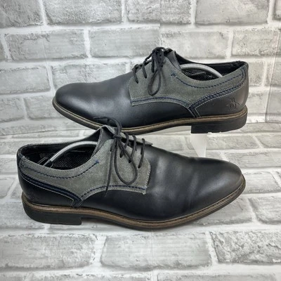 Zapatos de vestir originales Penguin punta lisa 2 para hombre talla 13 de cuero negro y gris Foto 1 de 4