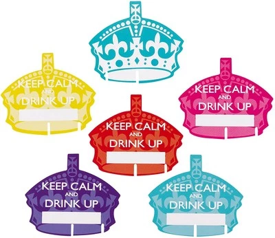 Keep Calm and Drink Up Crown Shaped Place Cards for Glasses - Image 1 of 2