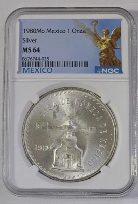 1980 MO  Onza Mexico NGC Ms-64 Mexico Label - Image 1 of 4