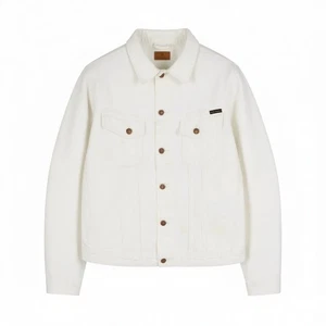 NUDIE JEANS Billy Men's Jacket XS Pitch White Worn Polo Button Unlined * - Picture 1 of 11