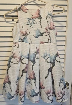 Pippa & Julie Girls 8 Sleeveless Dress White/Pink/Blue Cherry Blossoms EUC - Image 1 of 3