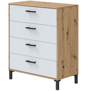 Cómoda Dormitorio Cajonera 4 Cajones Sinfonier Lúmina Blanco Artik y Roble Nodi - Imagen 1 de 7