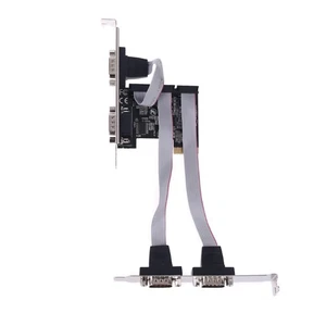 99100 Chipset PCIe 4 Port Serial Add on Card Multi RS232 DB9 COM Expansion Riser - Picture 1 of 8