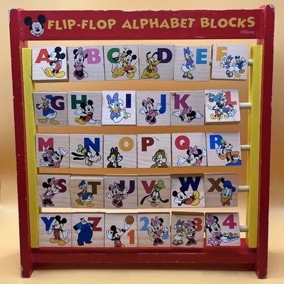 Disney Flip-Flop Alphabet Blocks Learning Toy - Mickey Mouse & Friends Wooden - Image 1 of 4