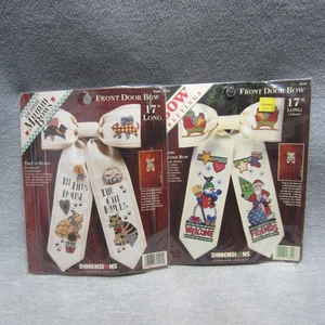 Dimensions Cross Stitch Kit Front Door BOWS 17" Kitty Cats Snowmen Lot - Picture 1 of 8