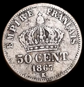 50 Centimes 1867 K Napoleon III - Bild 1 von 2