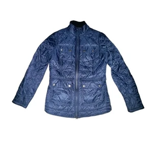 Barbour Filey Quilt Jacket Women's Size 4 Navy Blue Sherpa Fleece Lined Pockets - Picture 1 of 9