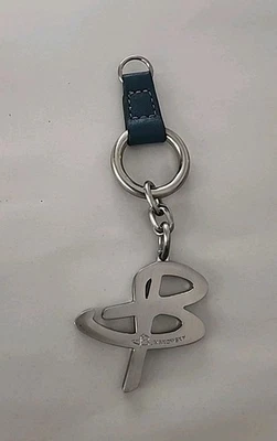Bolso Llavero Azul B. Makowsky Dije Cartera Cuero y Metal Plateado Llavero Foto 1 de 4