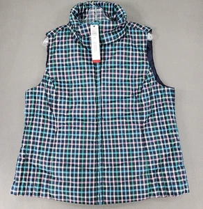 Neu Talbots karierte gefütterte Daunenweste Gr. 1Xp grün blau Gitter Petite Preppy - Bild 1 von 7