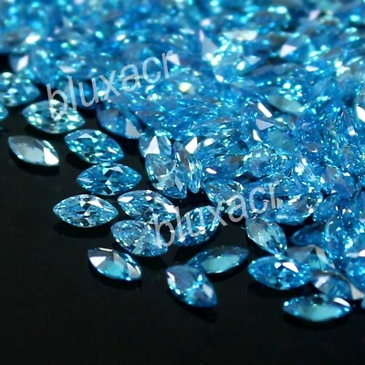 ¡Increíble! Lote de 10 piezas marquesa de 3x2 mm excelente corte VVS1 diamante elegante color azul Foto 1 de 4