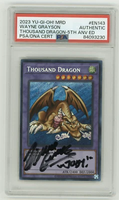 PSA Signed Wayne Grayson Yu-Gi-Oh! Thousand Dragon Unlimited MRD-143 - Image 1 of 2
