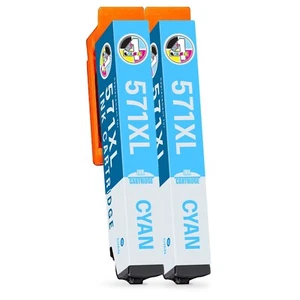 2 Tintenpatronen Cyan 571XL für Canon Pixma MG5750 MG5751 MG5752 MG5700 MG5753 - Bild 1 von 8