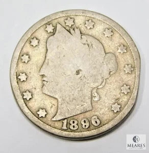 OLD ERROR! 1896 'V' Nickel STRAIGHT CLIP @ K-3:00 - Picture 1 of 2