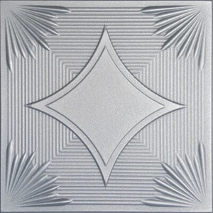 Ceiling Tiles, Glue Up 20" x 20", Decorative, Styrofoam, YEREVAN Metalic SILVER - Bild 1 von 2