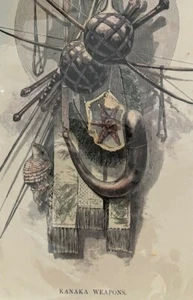 1888 ENGRAVING: “KANAKA WEAPONS” - Picture 1 of 4
