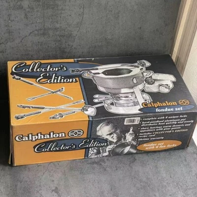 Vintage Calphalon Hard‑Anodized 1.5 Qt Fondue Set w/6 Unique Forks NIB Collector - Image 1 of 4