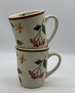 Longaberger Pottery Coffee Tea Mugs Cups Fruit Medley Design Lot of 2 - Picture 1 of 11