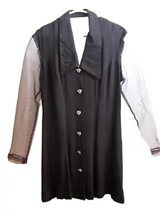 Kurzes Kleid schwarz rückenfrei m. transp. Chiffonärmel Gr. S M 36 38 v.FLAMINGO - Bild 1 von 4