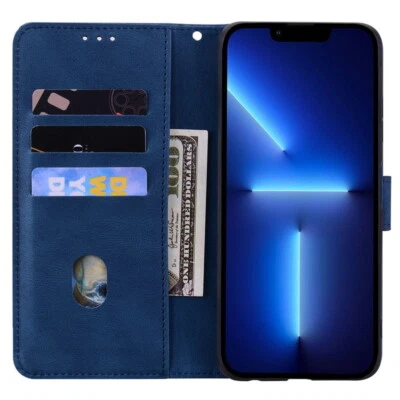 For iPhone 13 12 Pro Max 11 XR XS 7 8 Luxury Leather Flip Stand Phone Case Cover - Image 1 of 4