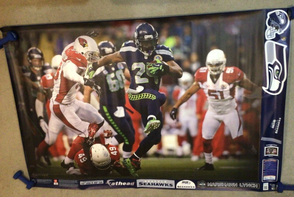 Marshawn Lynch Seahawks 72" x 48" FATHEAD Real Big Life size + logo & Decals - Image 1 of 1