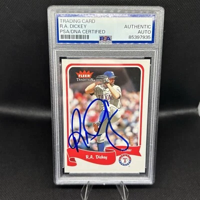R.A. Dickey 2004 Fleer Autograph Signed Card PSA DNA COA Texas Rangers  - Image 1 of 2