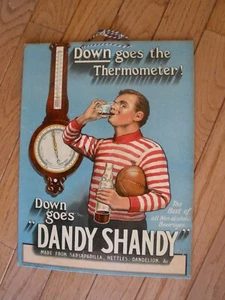 Rare 1910 LITHOGRAPH "DANDY SHANDY" SARSAPARILLA ADVERTISING SIGN - Picture 1 of 8