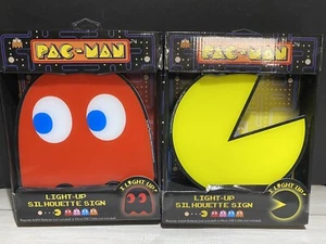 Arcade 1 Up Pac Man & Red Ghost Light Up Silhouette Signs - NEW - Picture 1 of 2