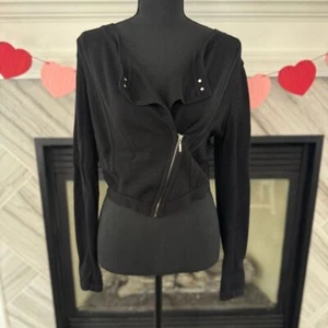 White House Black Market asymmetrischer Reißverschluss Motorrad-Stil Jacke Blazer Small - Bild 1 von 3
