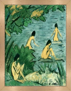 Landschaft mit Badenden Akt See um 1915 Expressionismus Otto Mueller A3 Natur 17 - Bild 1 von 1