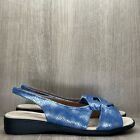 Comfortview Sandals Womens Size 12M Pearl Faux Snakeskin Slingback Flats Blue