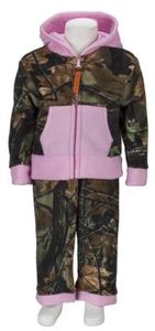 TrailCrest Fleece Pink Camouflage Girls Jacket Pants Hood Sweater Coat Hunt Kids - Picture 1 of 3