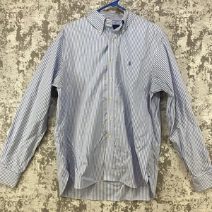 Ralph Lauren Button Down Oberhemd Herren 36/37 Langarm gestreift blau weiß - Bild 1 von 11