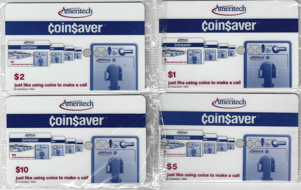 TK 178 scheda telefonica/phonecard Ameritech originale Coin$aver Payphones 1-10 $ (4)