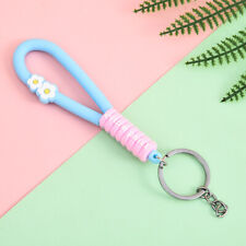 Cartoon Flower Keychain Popular Soft Rubber Anti Loss Car Key Ring Bag Charms
