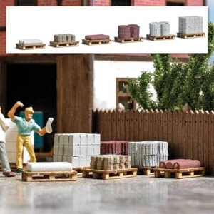 Busch 1813 HO Scale Wood Pallets & Building Materials - Laser-Cut Wood Kit (6) - Picture 1 of 1