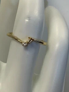 14K CRESCENT YELLOW GOLD GENUINE DIAMOND ANNIVERSARY/ WEDDING RING ESTATE APXX - Picture 1 of 6