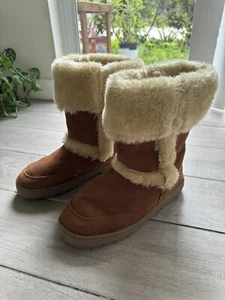 Style & Co Witty Size 10M Tan Suede Leather Faux Fur Womens Boots Used - Picture 1 of 10