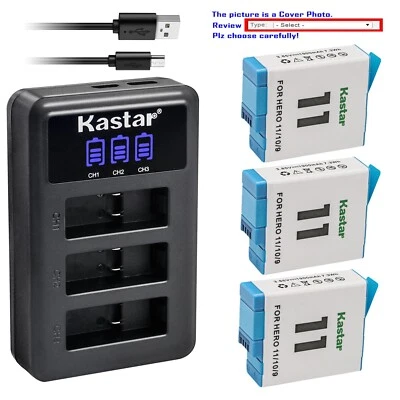 Kastar Battery Triple Charger for GoPro HERO11 HERO10 HERO9 Black Action Camera