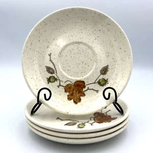 Metlox Poppytrail Woodland Gold Untertassen 4 Stück Set Herbst Thema Steinzeug 6 1/8" D - Bild 1 von 4