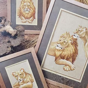 True Colors King of the Jungle Lion Lioness Portrait Woody Bowman Cross Stitch - Picture 1 of 4